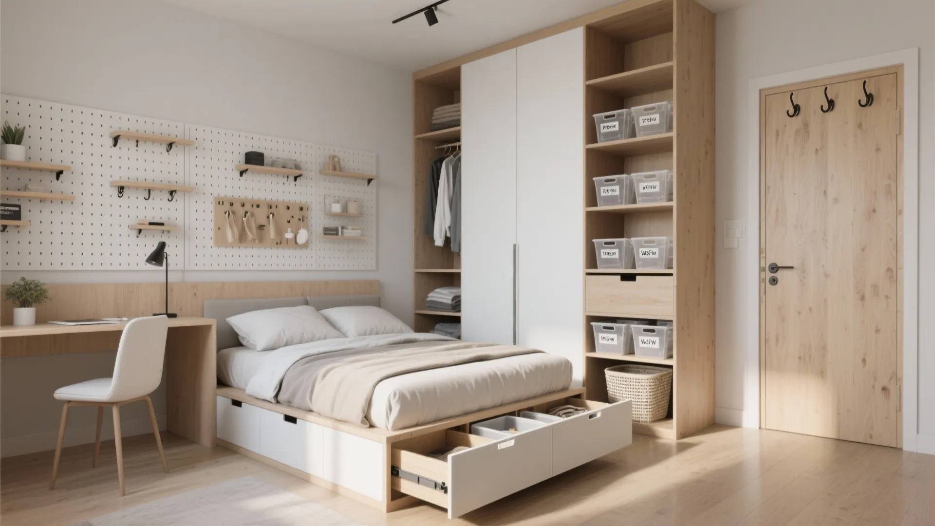 Idea 2: Storage That Disguises Itself (under-bed, behind-doors, on-walls)