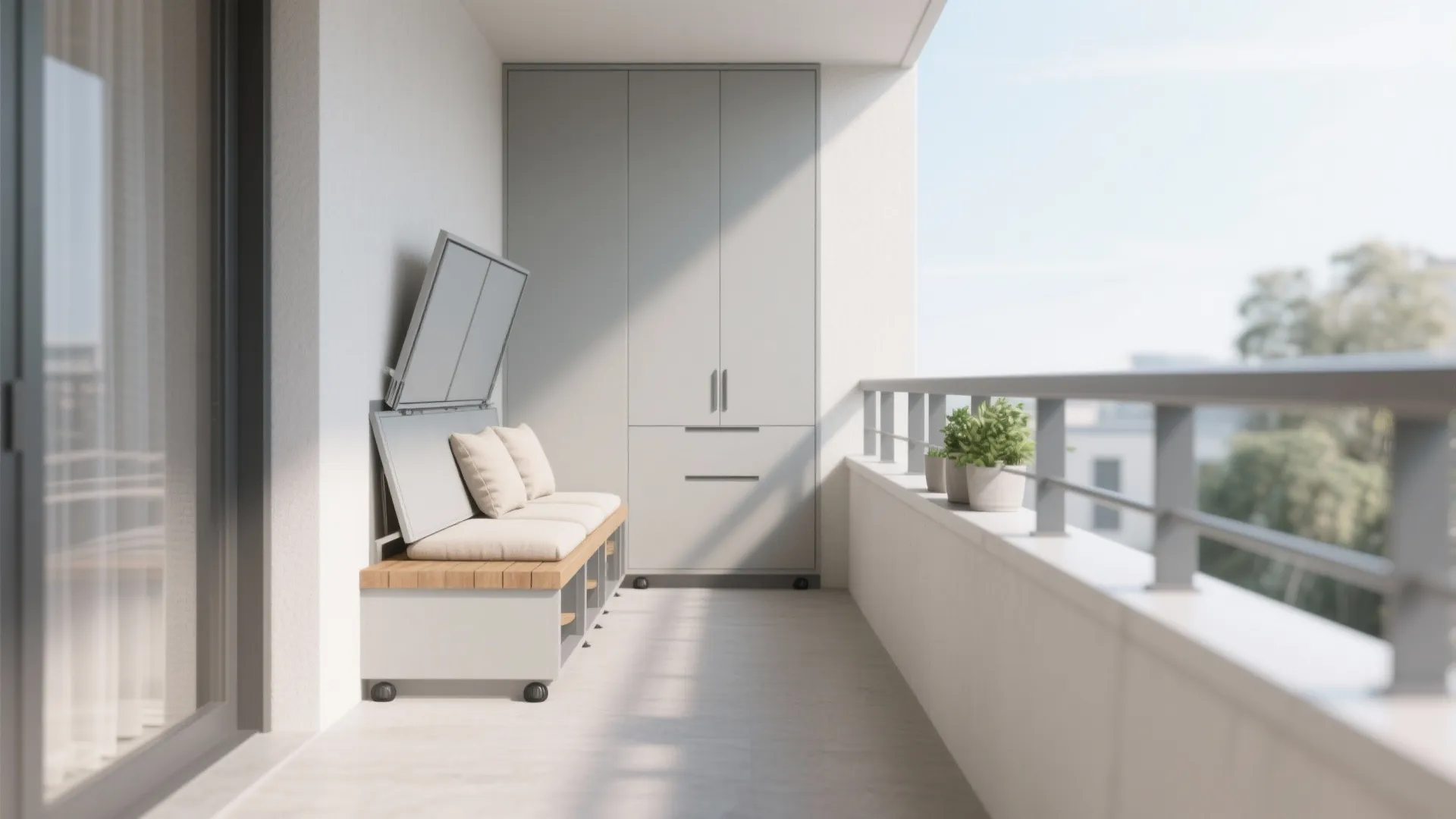 Minimalist balcony storage that disappears