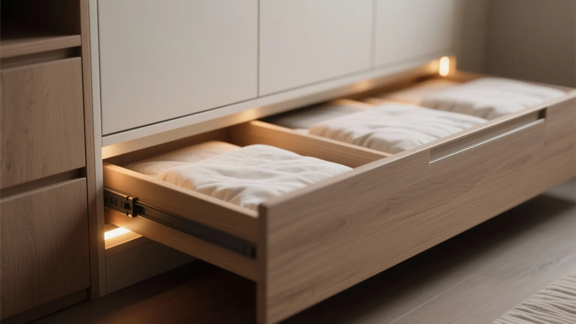 4. Murphy bed with hidden storage and lighting