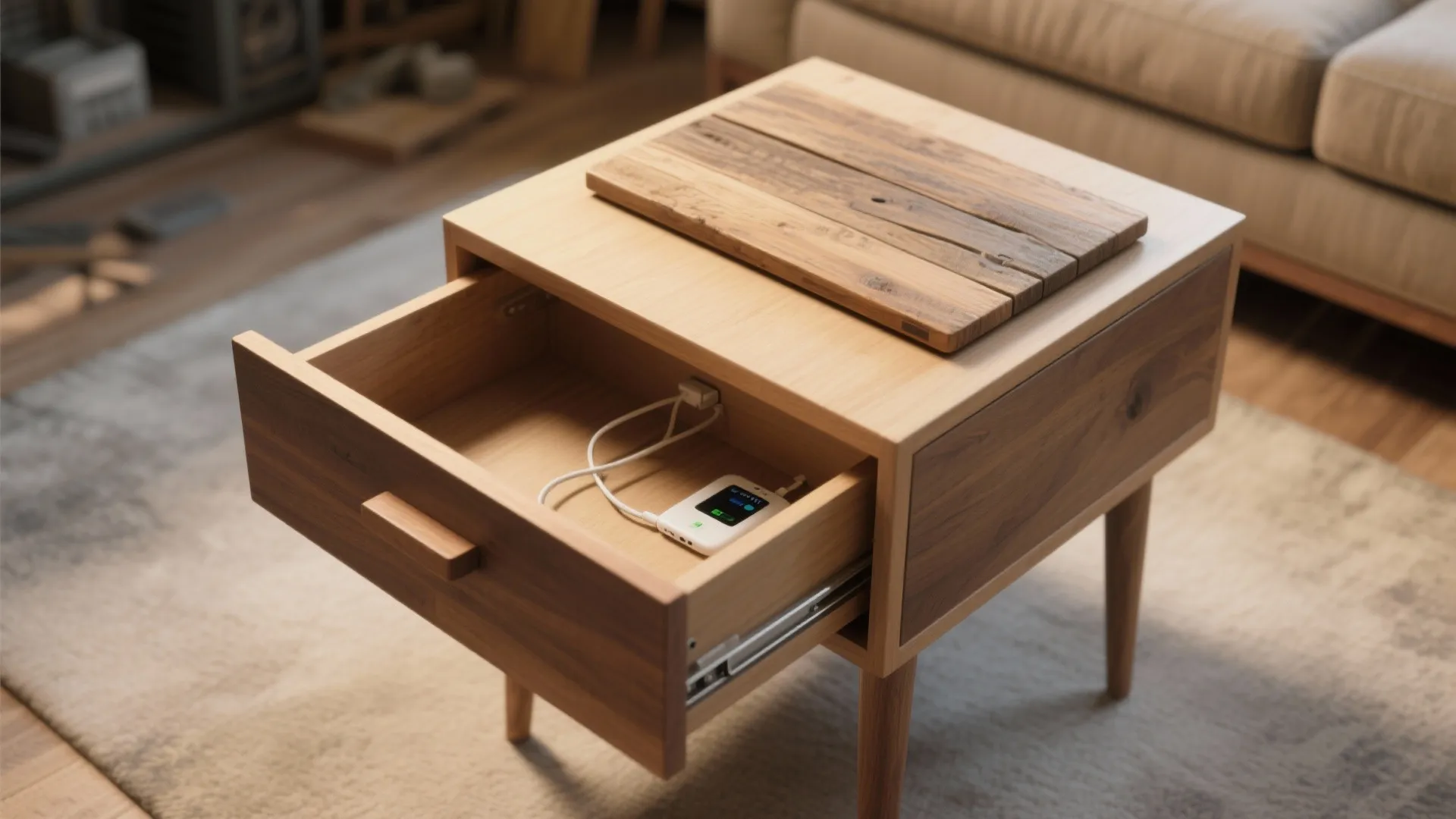 5. Hidden Storage End Table with Sliding Top