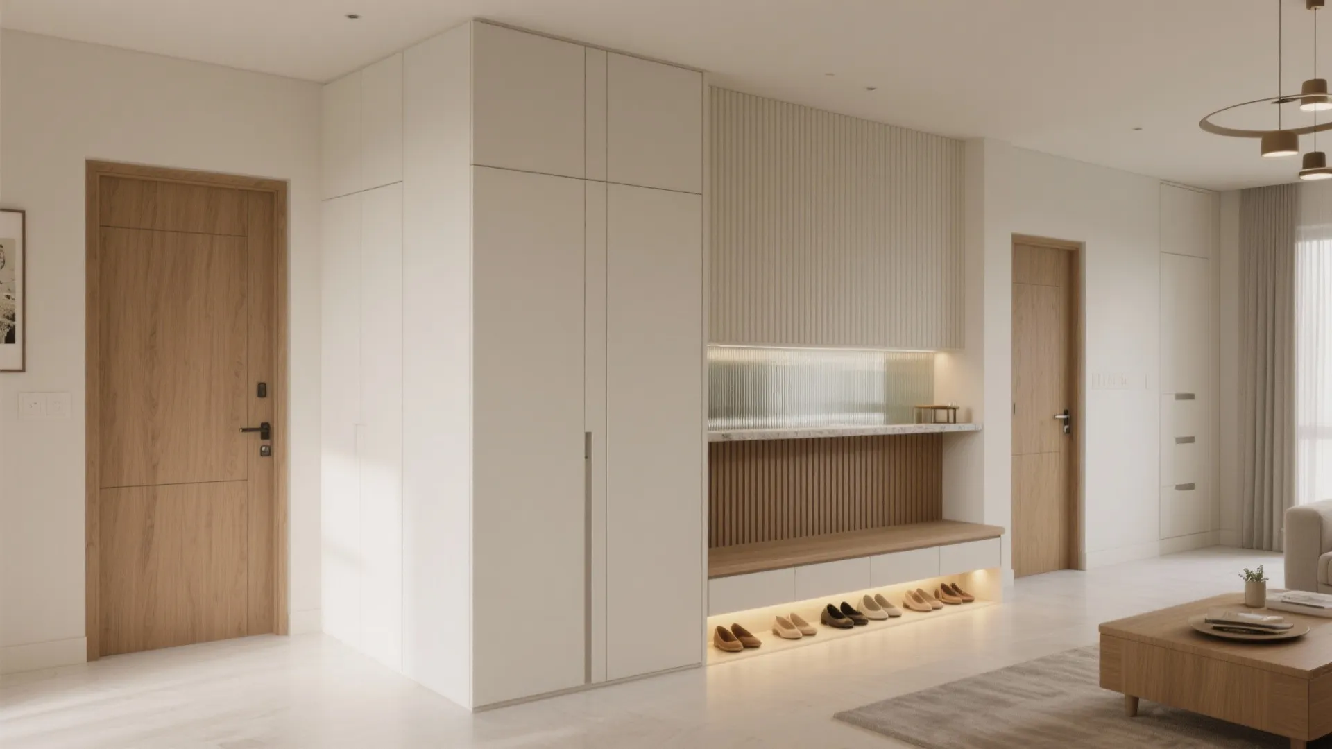 2) Entry and living storage that disappears