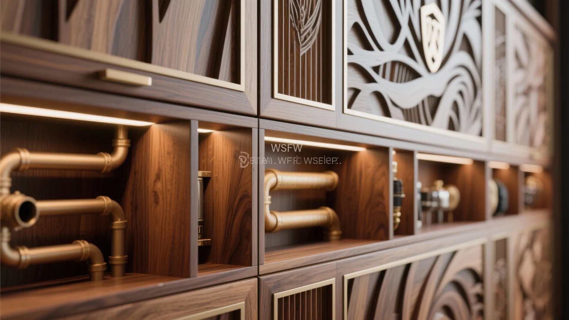 Artistic cabinet with hidden storage compartments