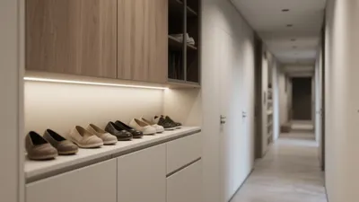 Modern Hallway Shoe Storage with LED Lighting