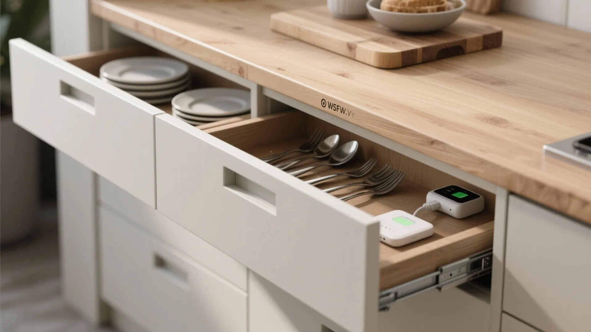 1. Minimalist breakfast bar with hidden storage
