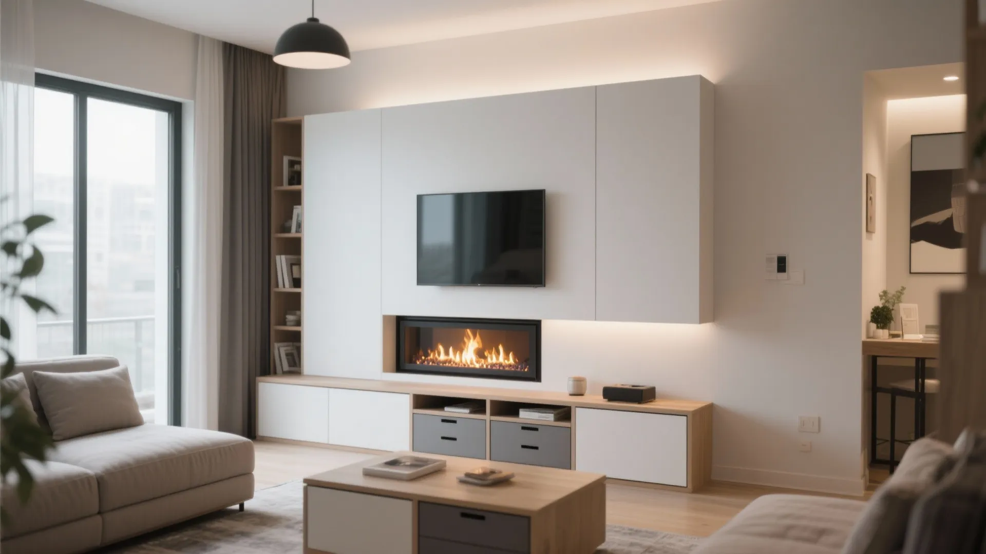 Fireplace with Hidden Storage