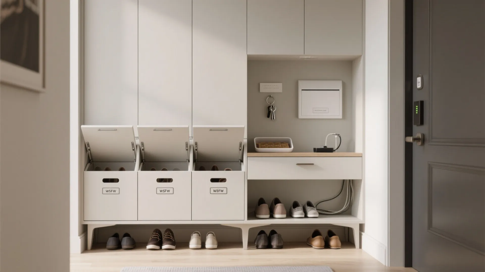 Hidden storage and a clean drop zone