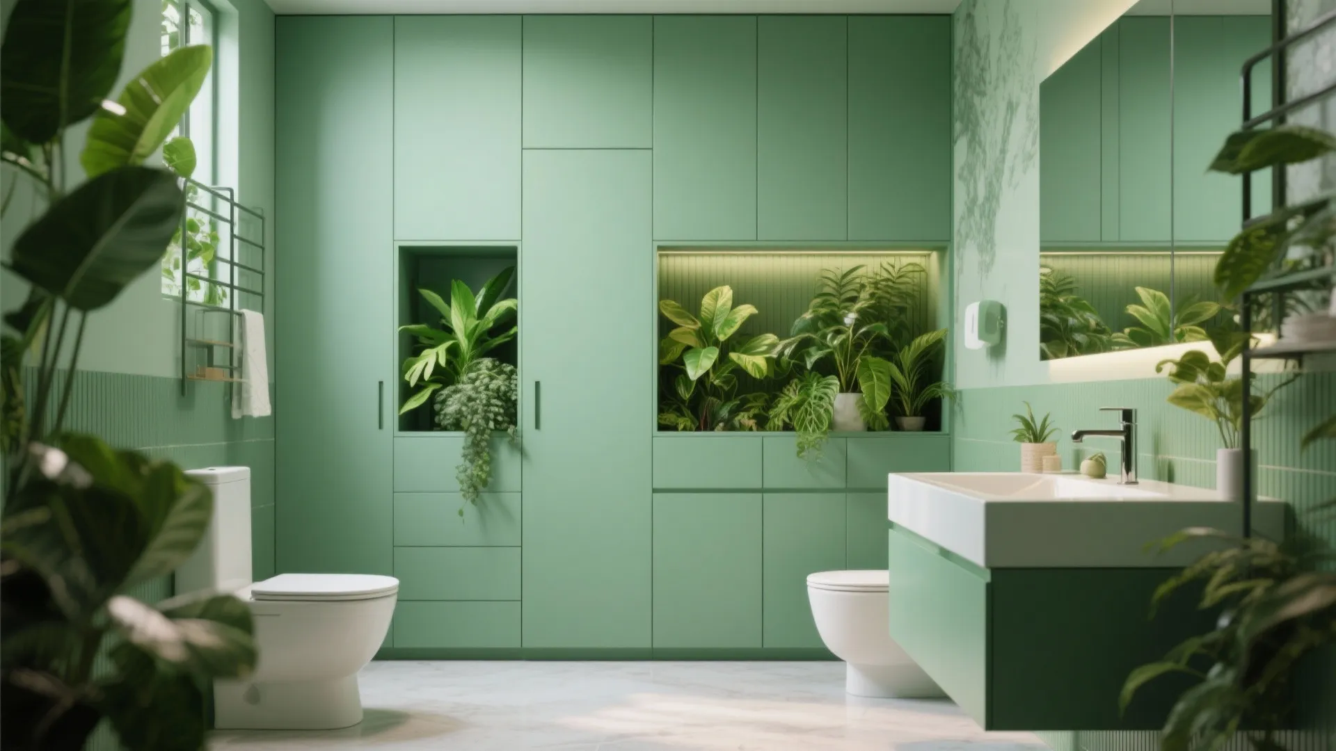 10. Green Wall with Hidden Storage