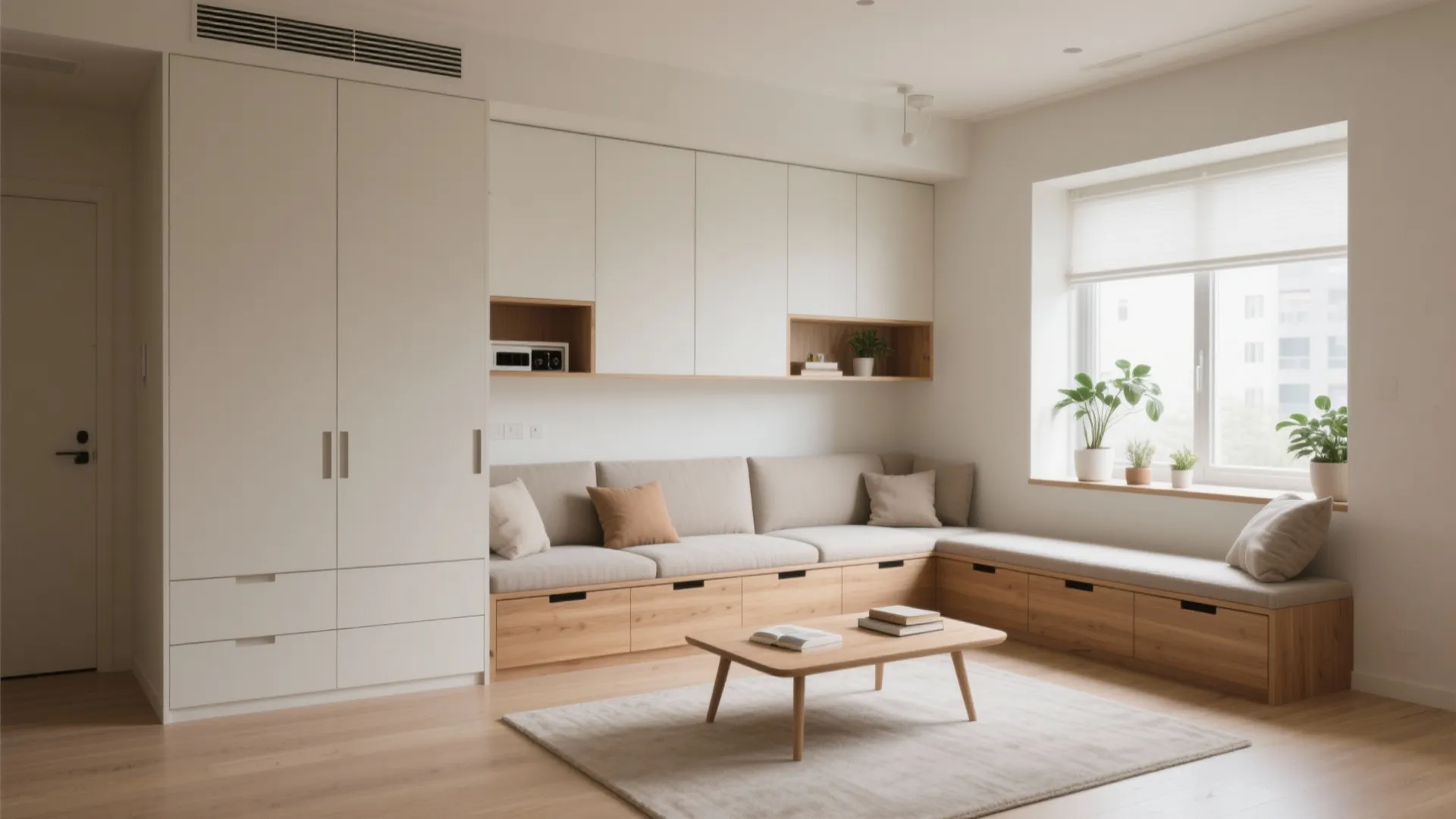 Storage that disappears: wall-depth and under-bench magic