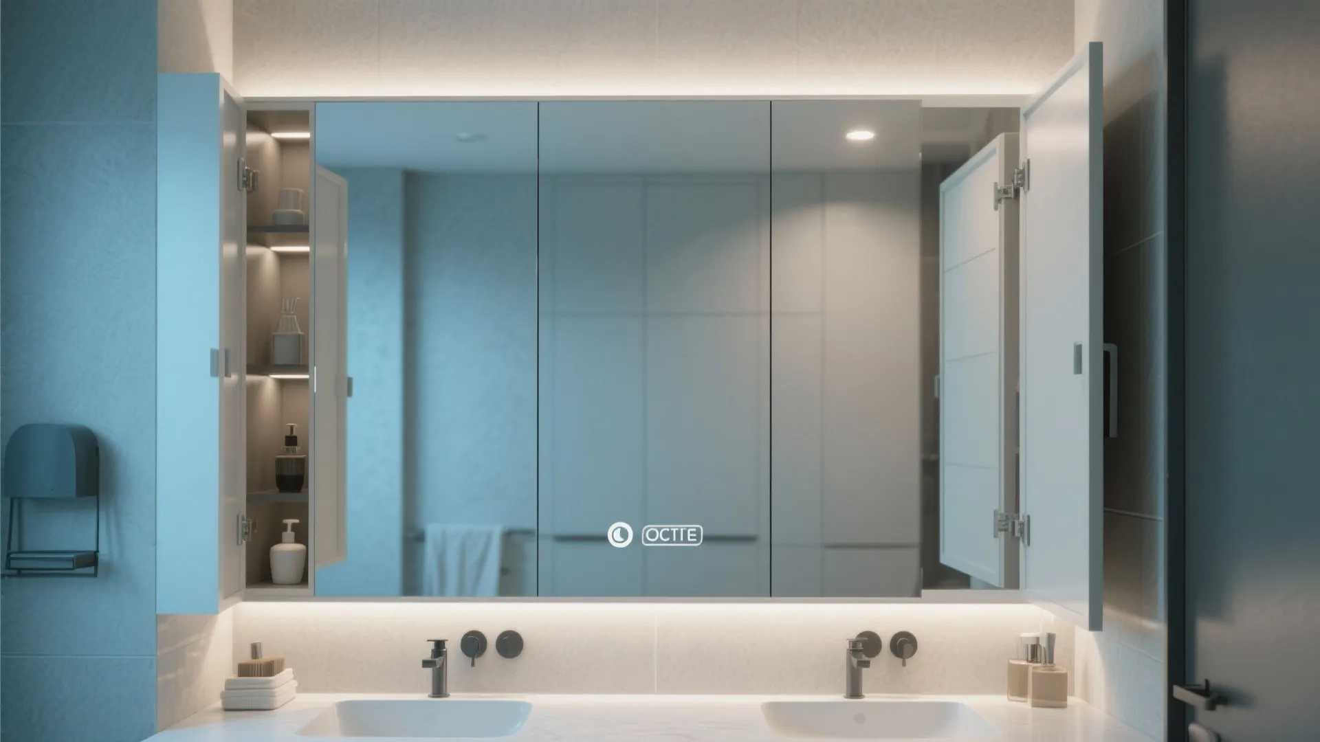 4. Hidden Storage Mirror Wall