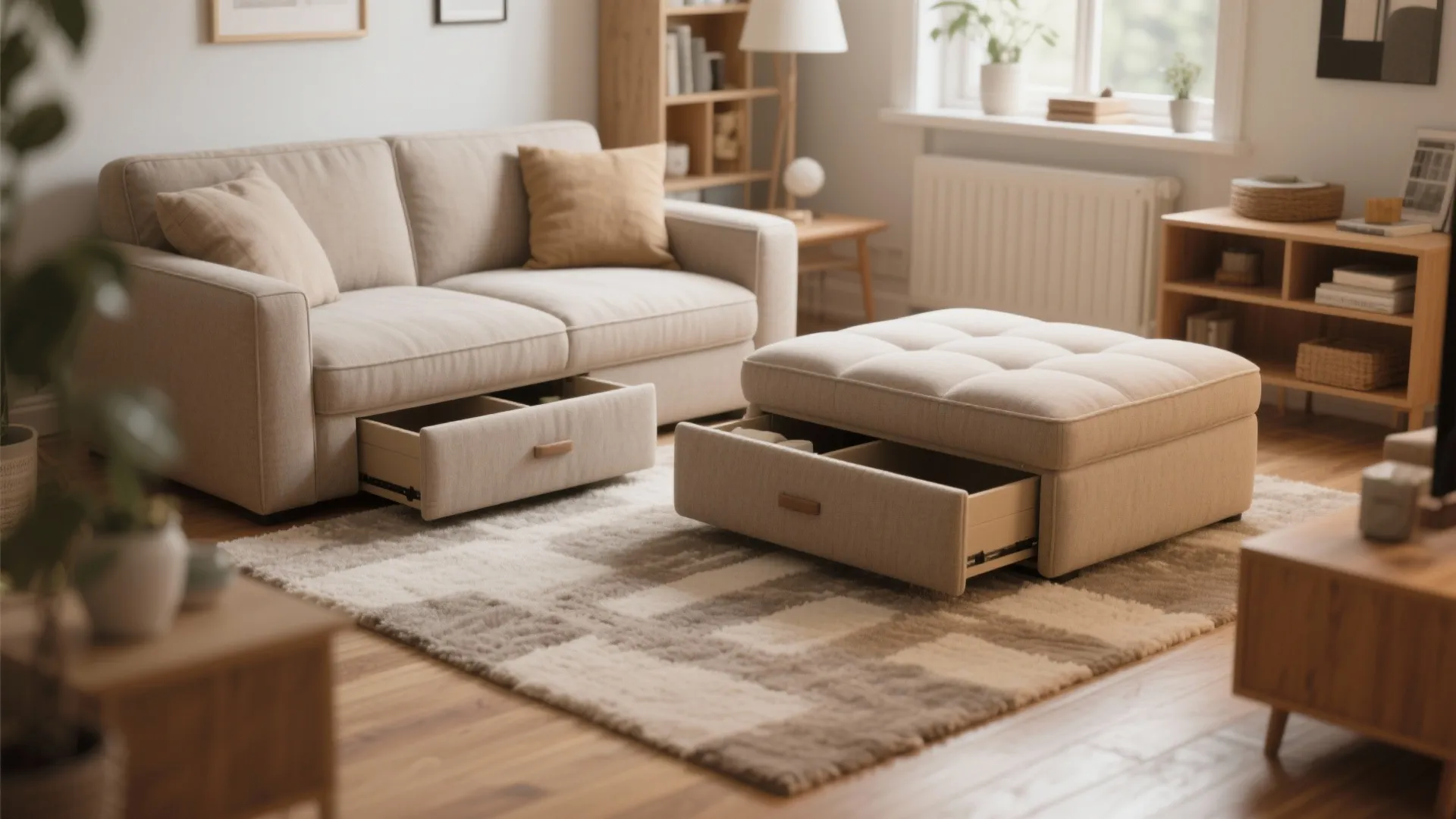 Hidden storage ottomans