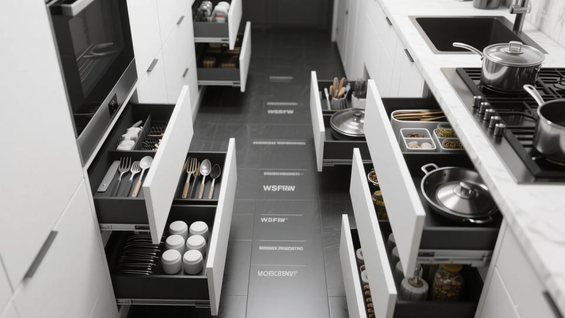 3. Hidden Storage to Keep the Contrast Clean