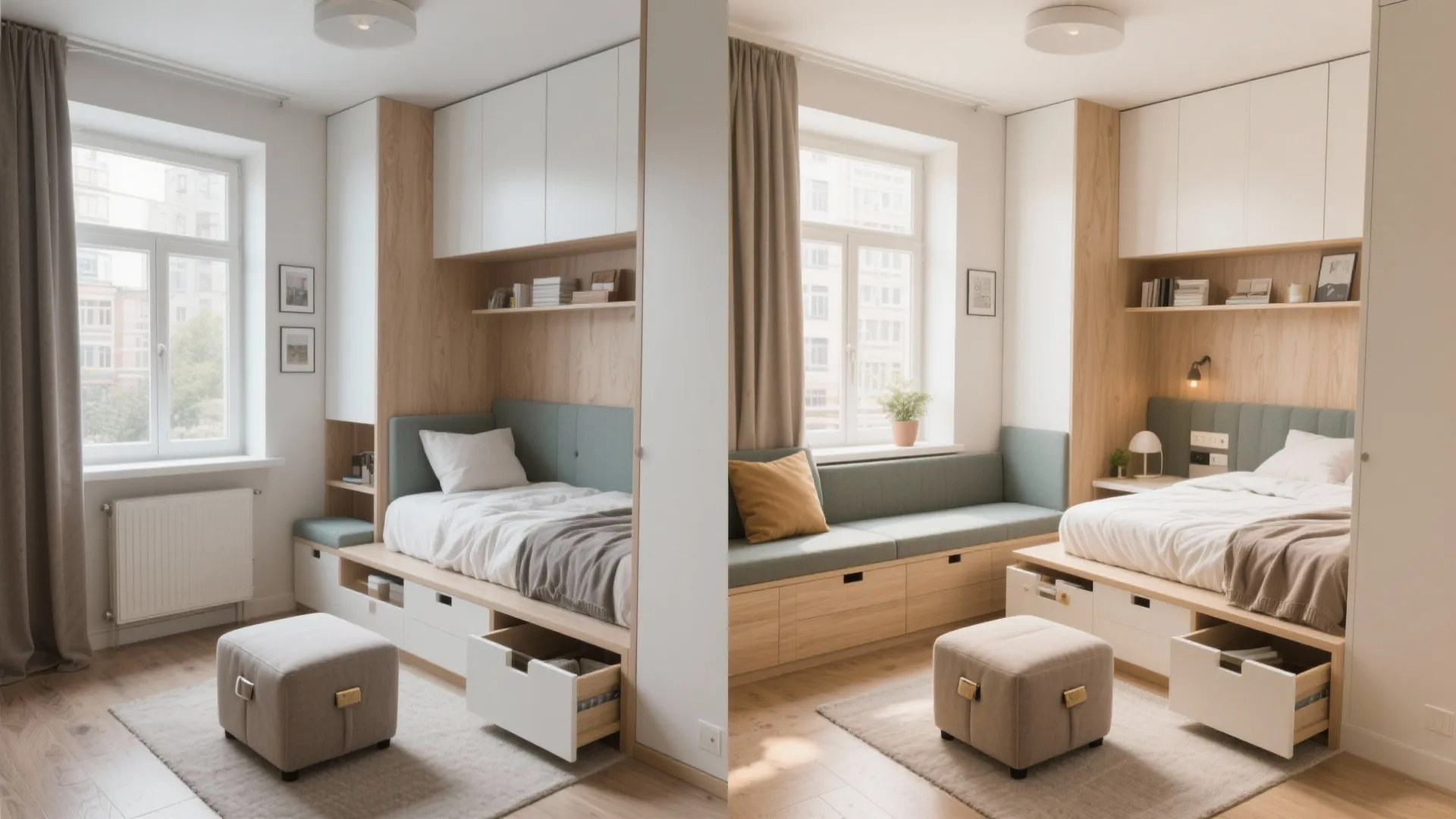 Apartment corner transformed with hidden storage solutions