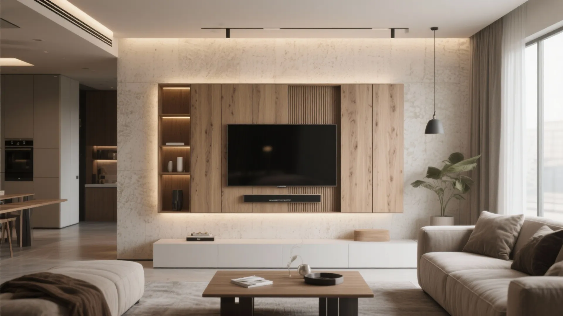 Hidden TV Behind Sliding Panels