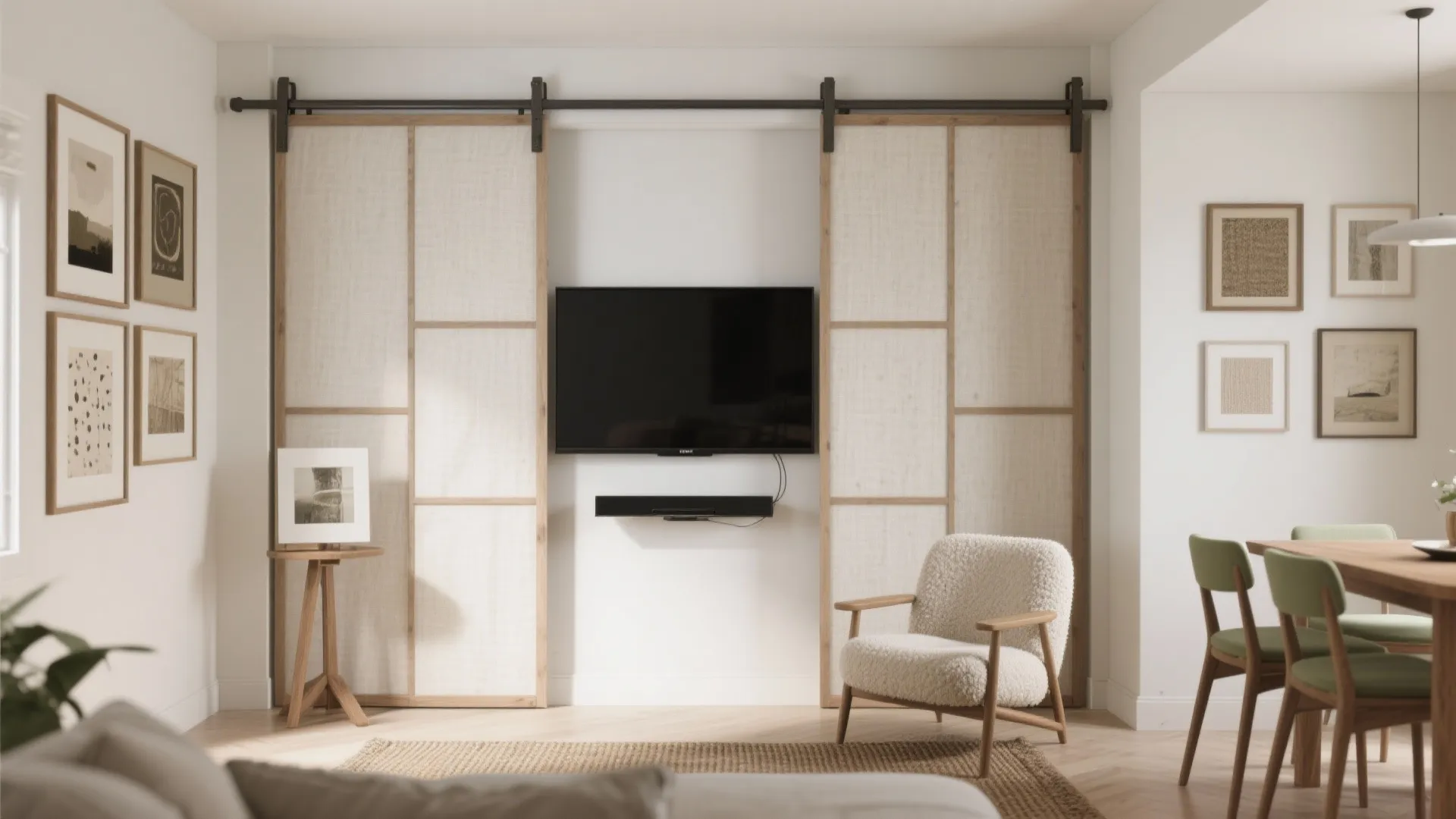 Make It Disappear: Sliding Panels, Gallery Wall, or Pivoting Stand
