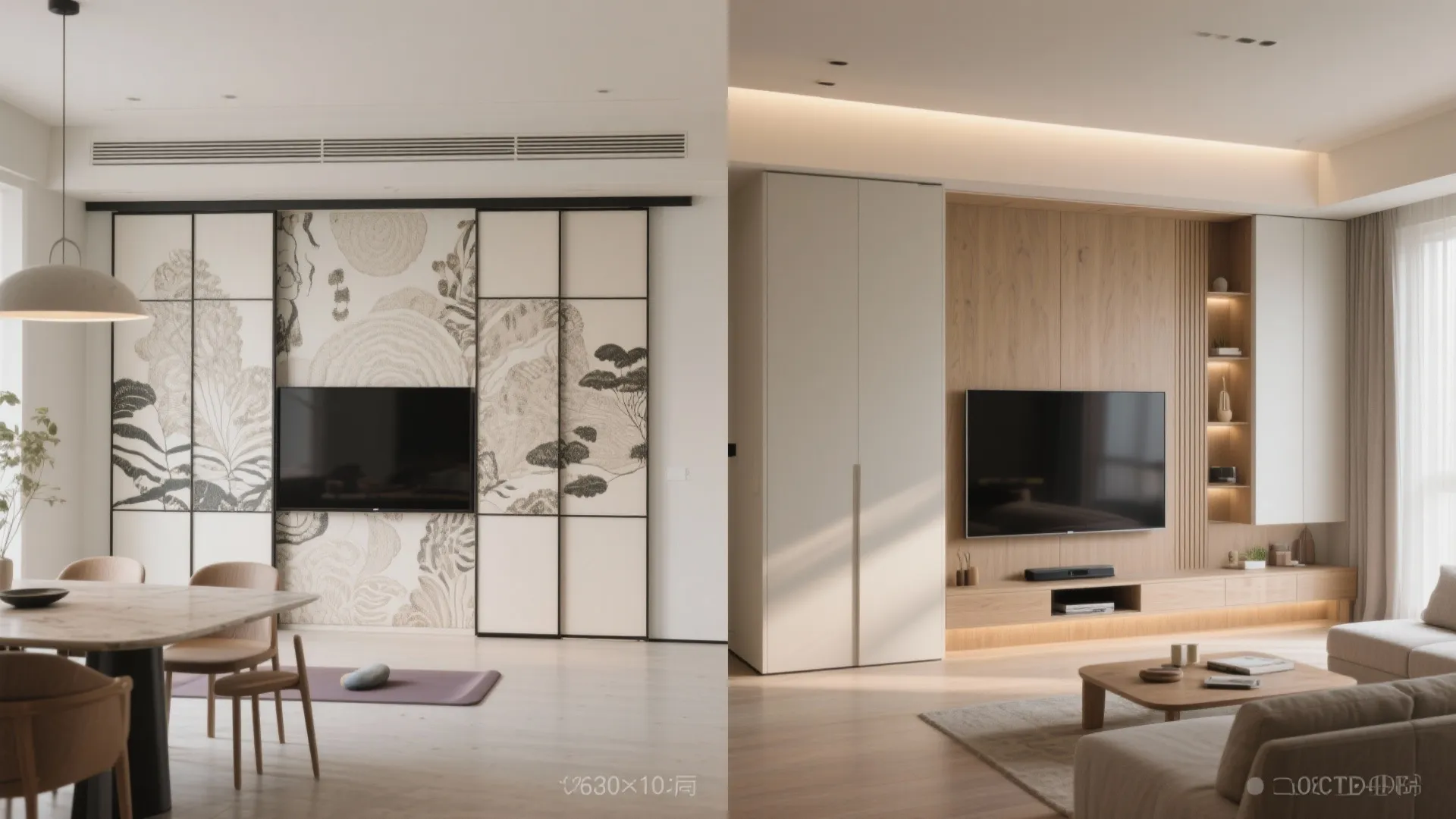 5. Hidden TV and adaptable zones