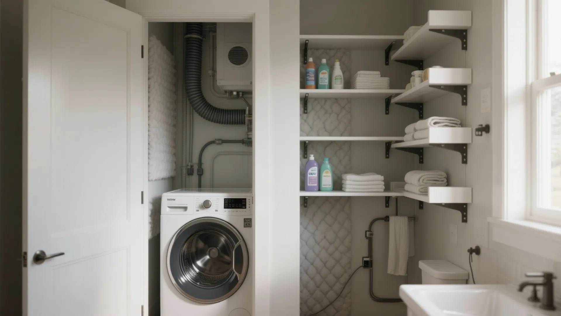 5. Hidden Utility Closet with Venting and Shelves