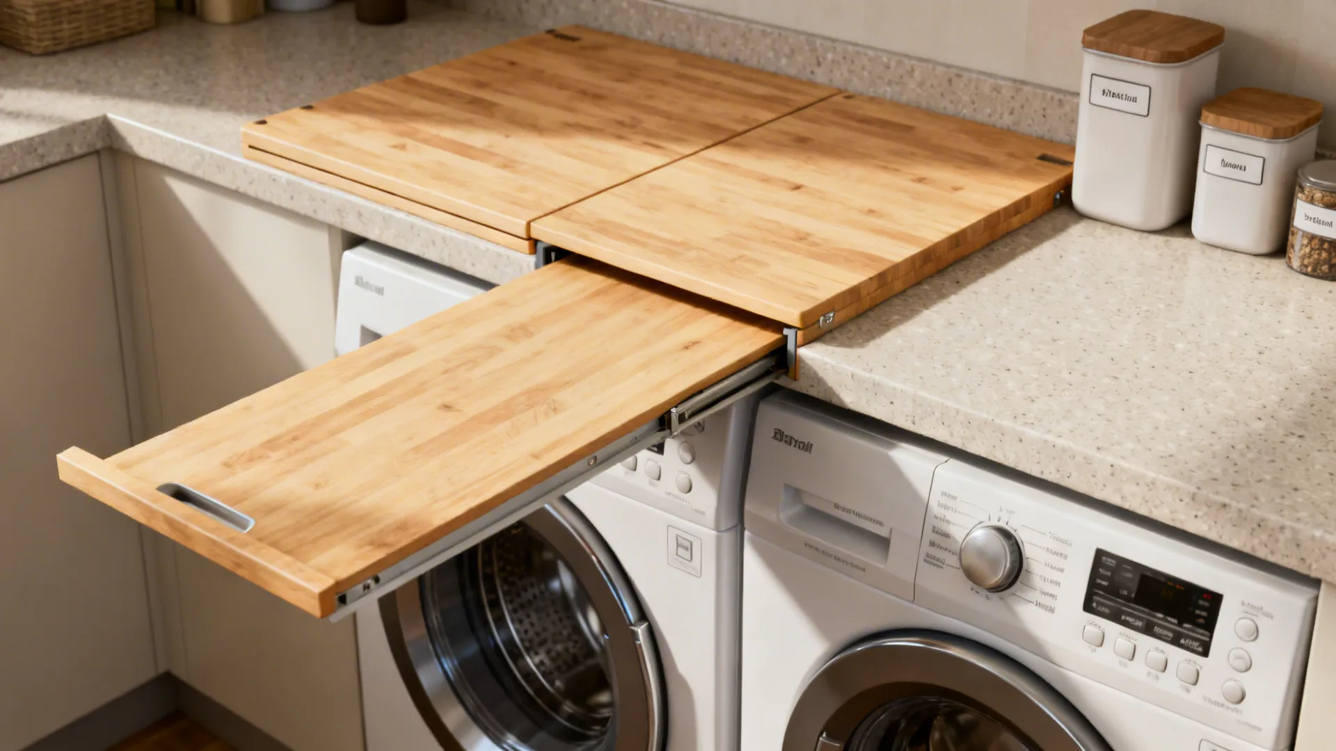 Removable folding-top surface over front-load machines used as a multipurpose workspace