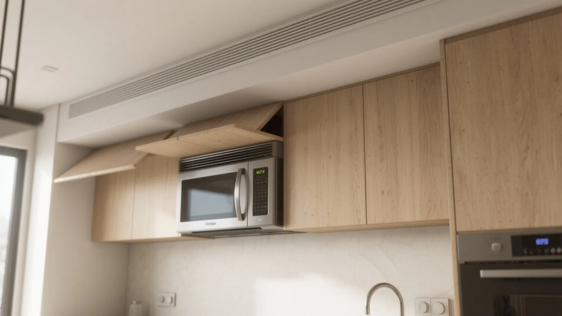 2. Hide appliances and vents behind cabinet-front soffits
