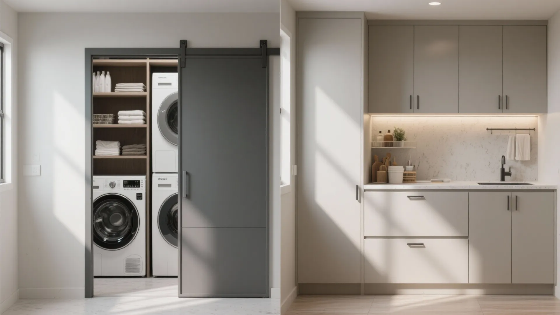 3. Hide it in plain sight with pocket doors or cabinet fronts