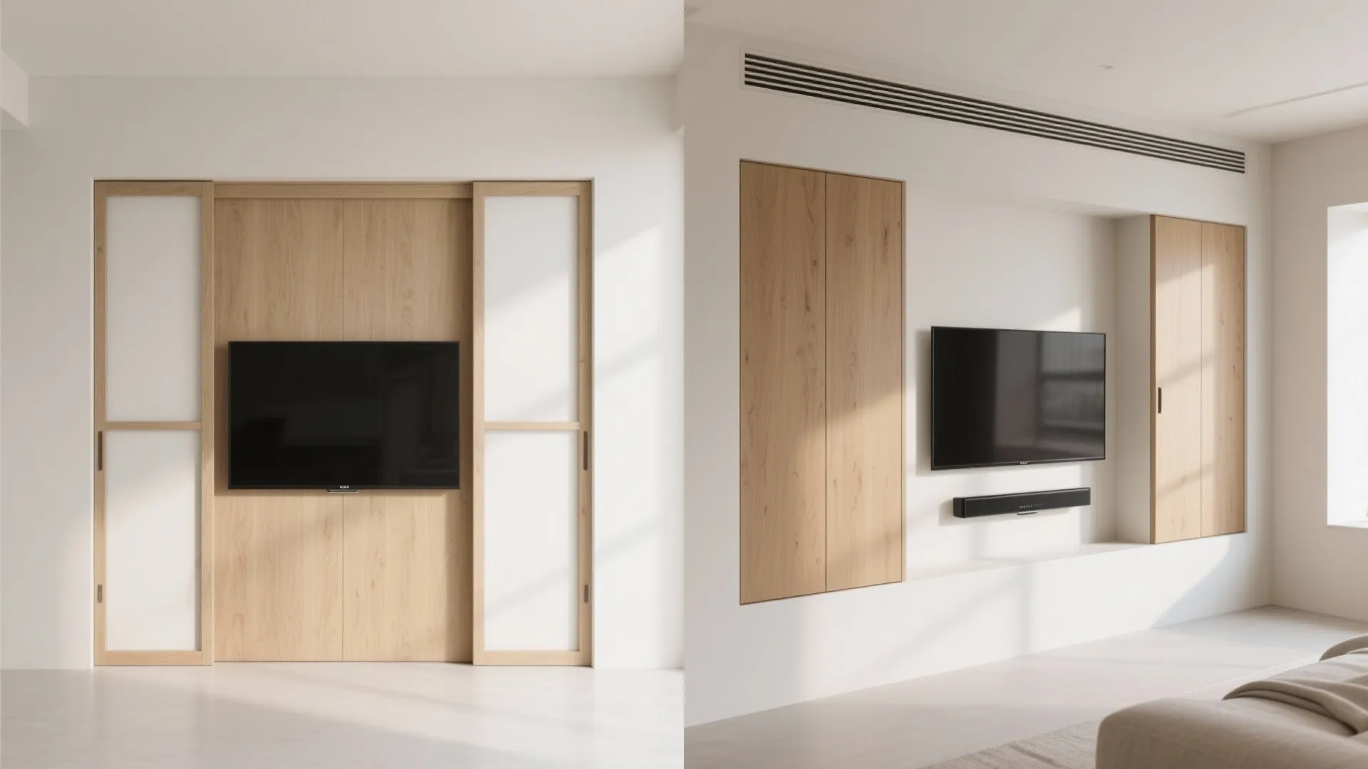 Feature Niches, Sliding Panels, or Art That Hides the TV