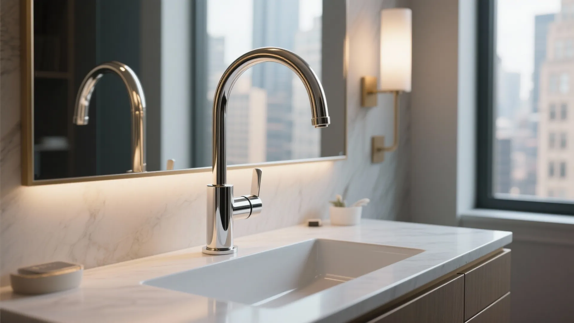 3. High-arc modern bridge faucet