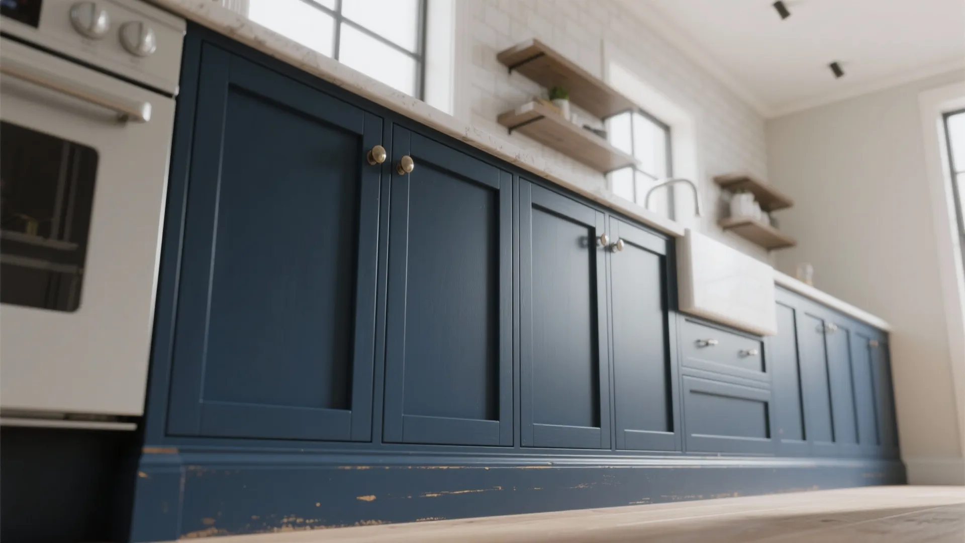 2. High-Contrast Lower Cabinets