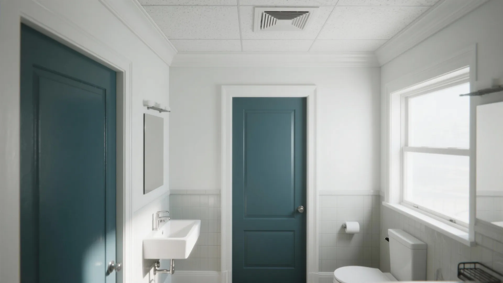 5. High-contrast trim and breathable ceilings