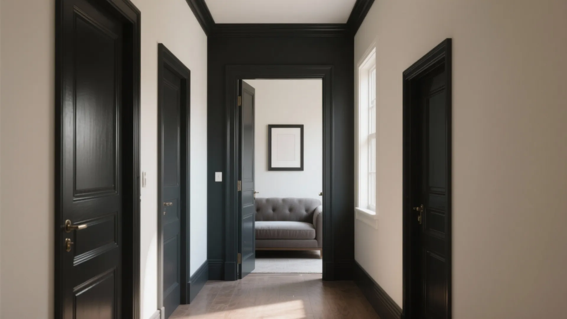 2. High-Contrast Trim for Small Rooms
