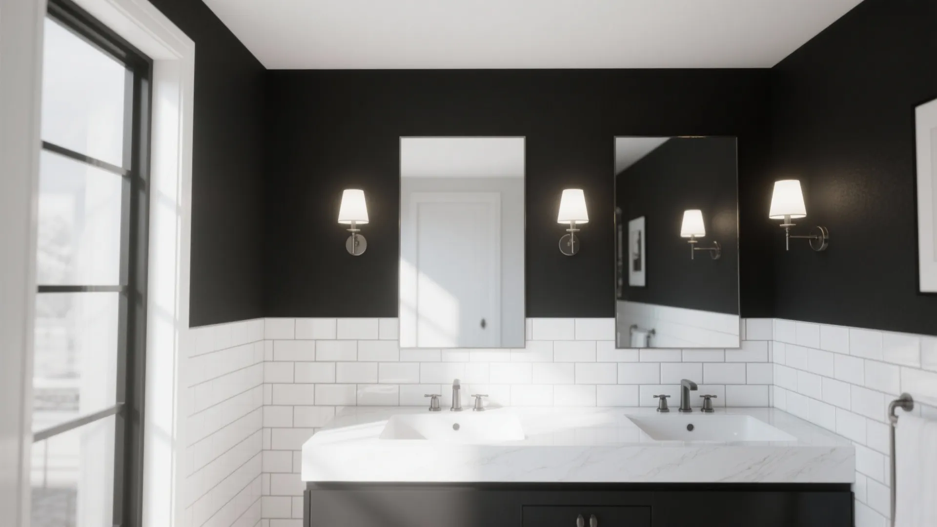 2. High-contrast modern white bathroom
