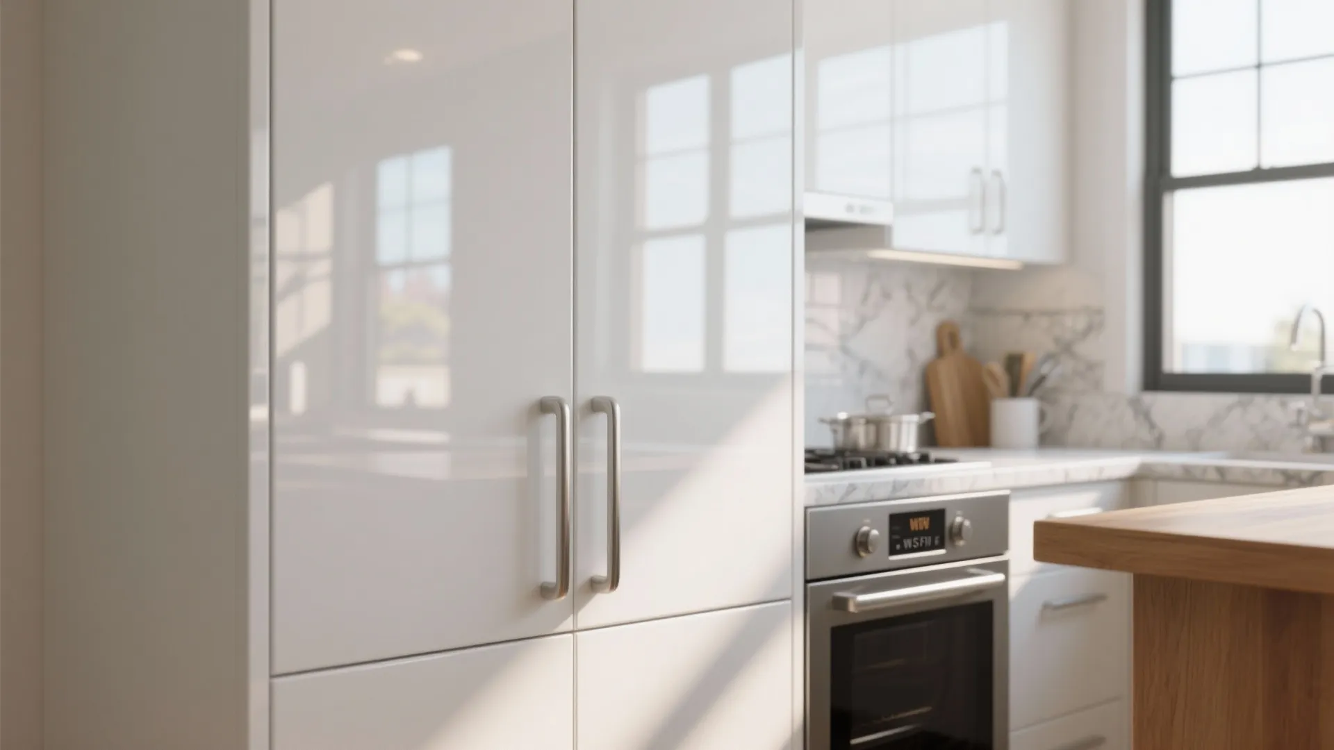 3. High-Gloss Cabinets for Light Bounce