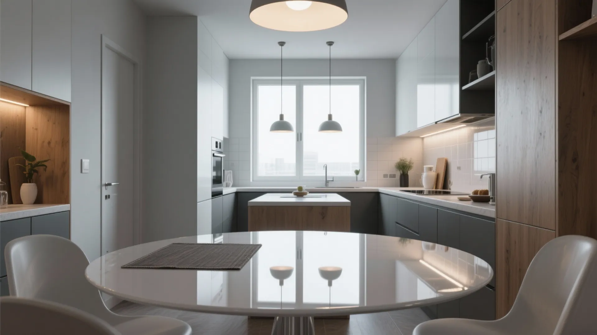 2. High-Gloss Lacquer for Modern Small Kitchens