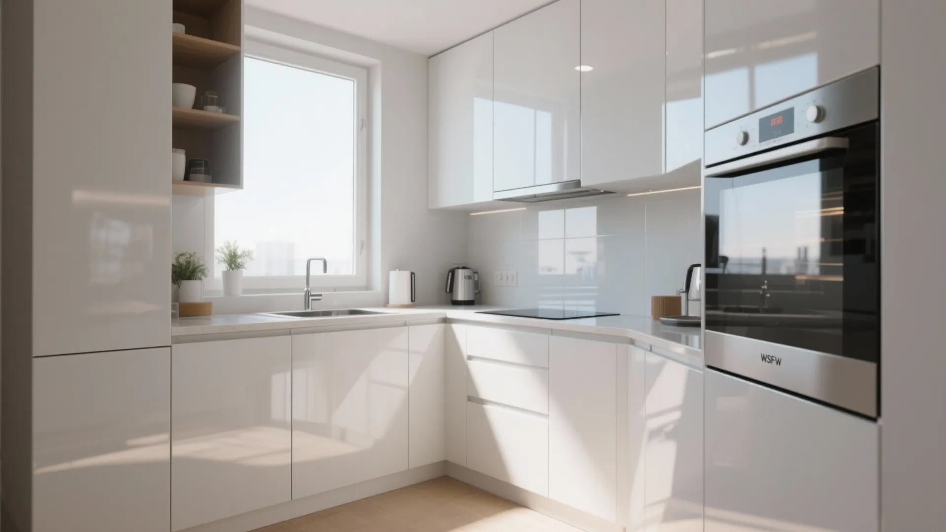 3. High-Gloss Cabinetry