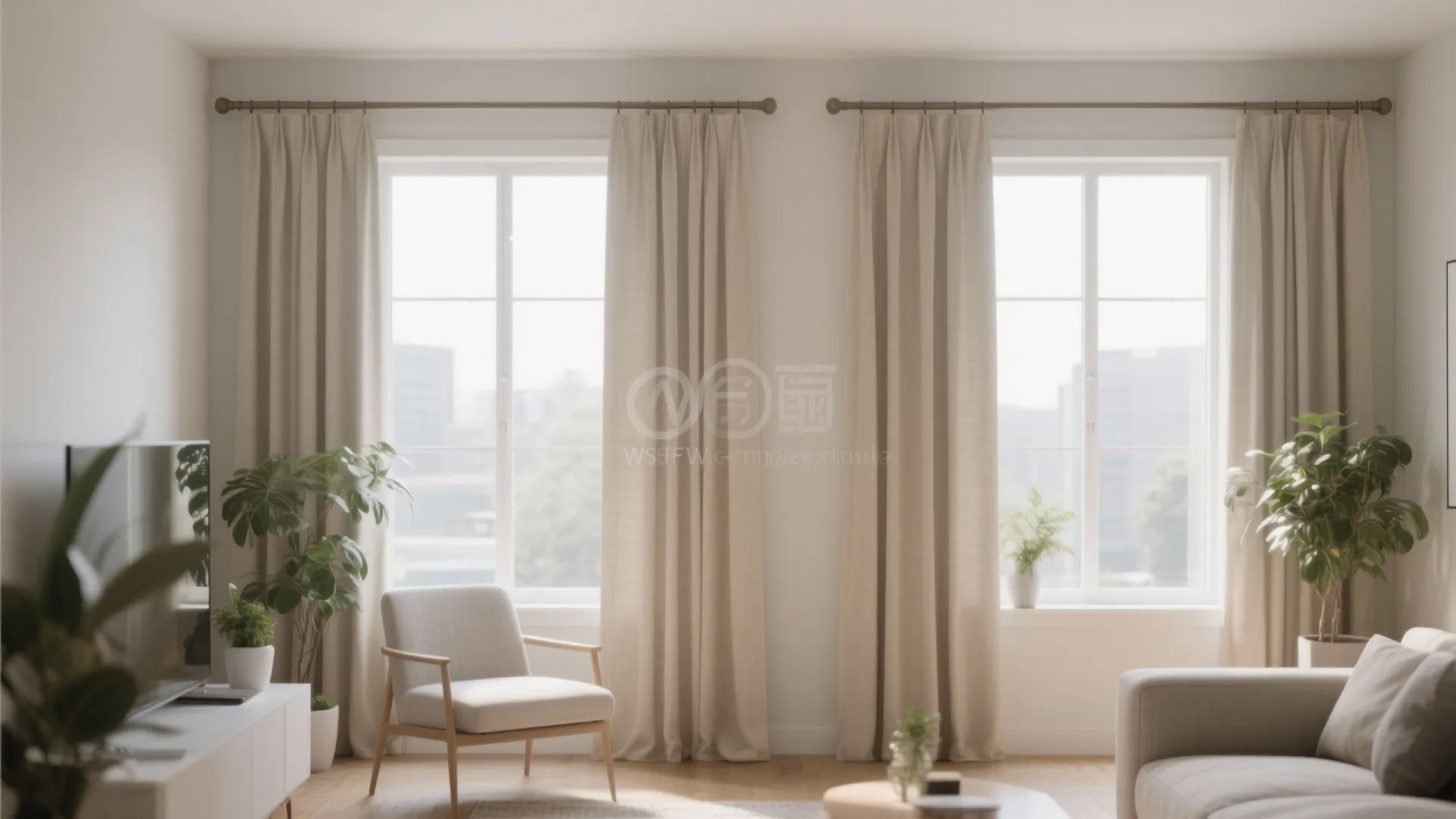 High-mounted rods with tailored pleats