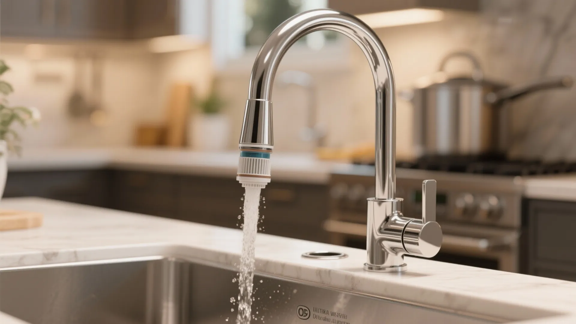 5. High-Arc Swivel Spout with Integrated Filter Tap