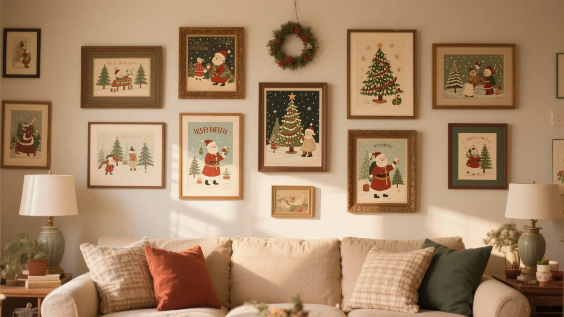7. Gallery Wall with Holiday Art