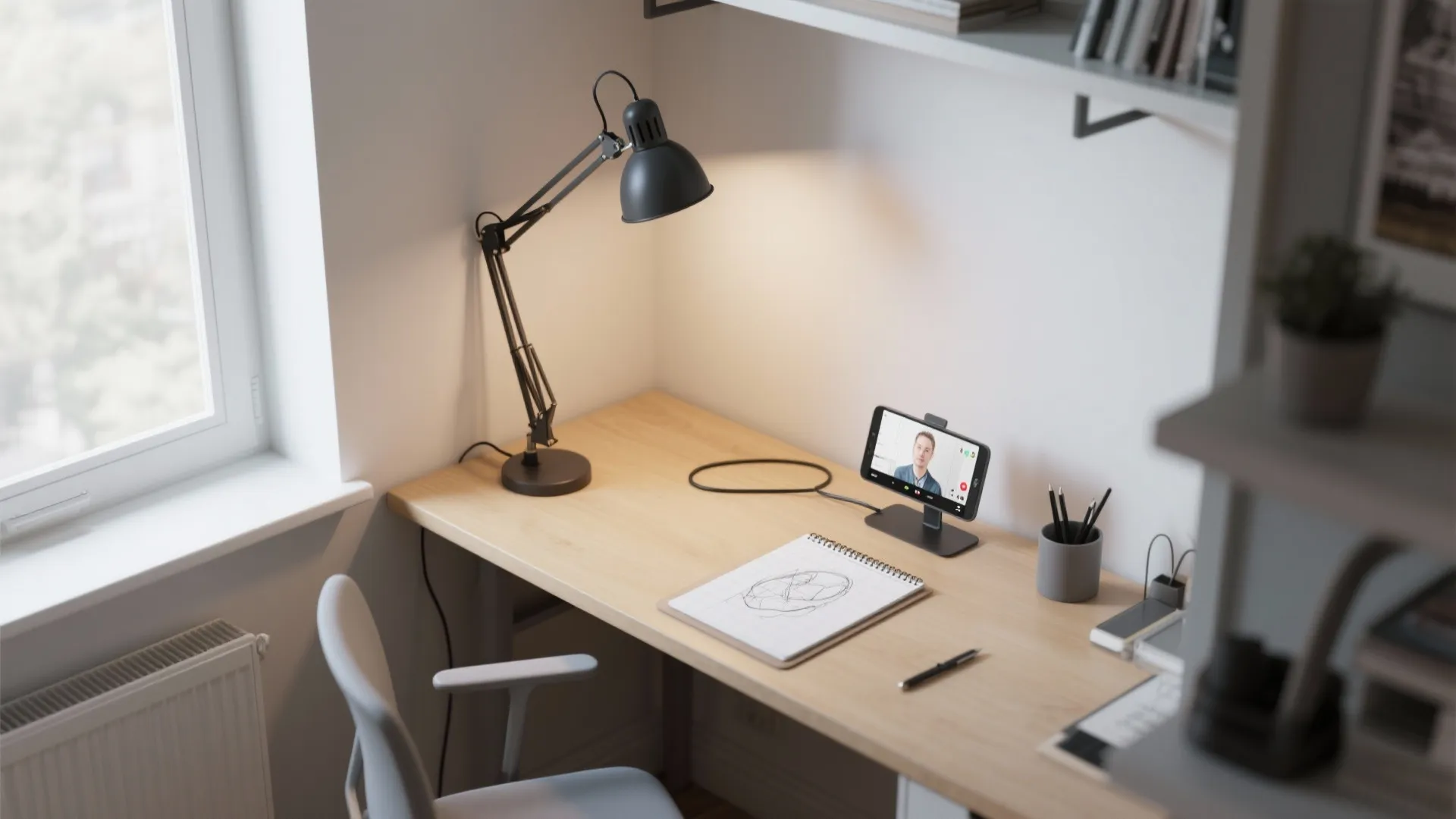 4. Home Office Wall Lamps to Save Desk Space