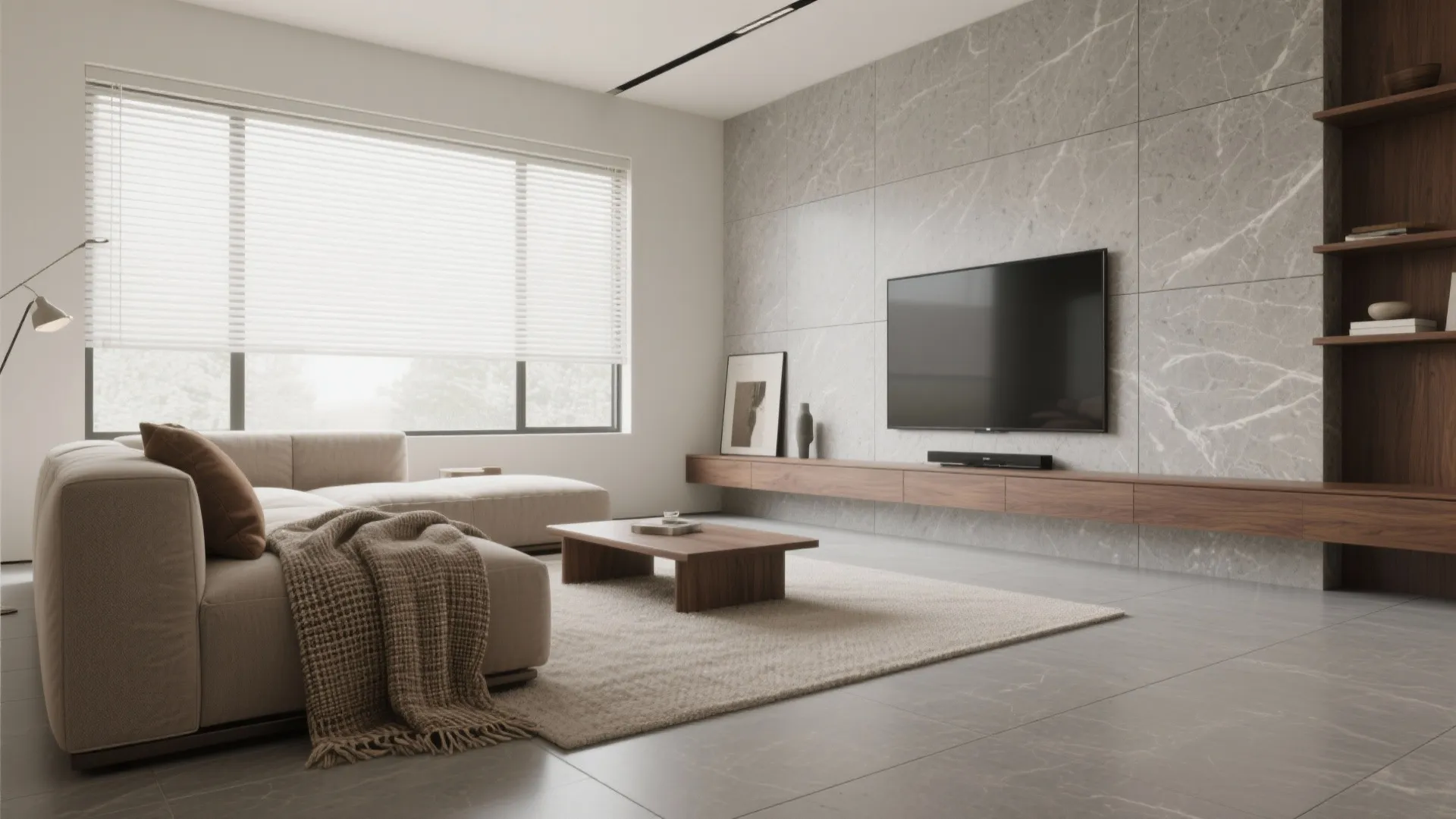 Honed, Large-Format Granite for Calm Minimalism