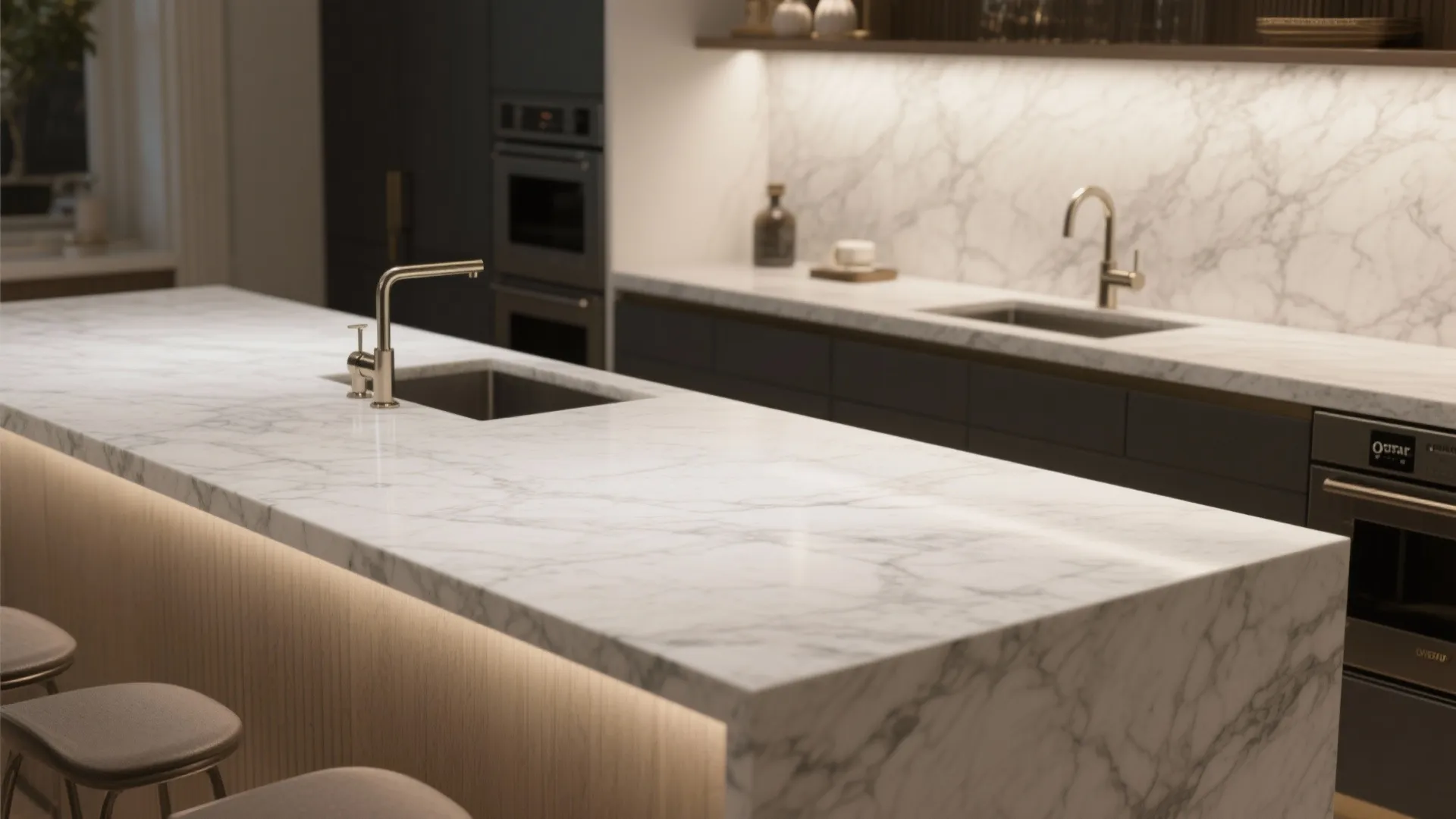 3. Honed Marble or Engineered Marble — timeless, with caveats