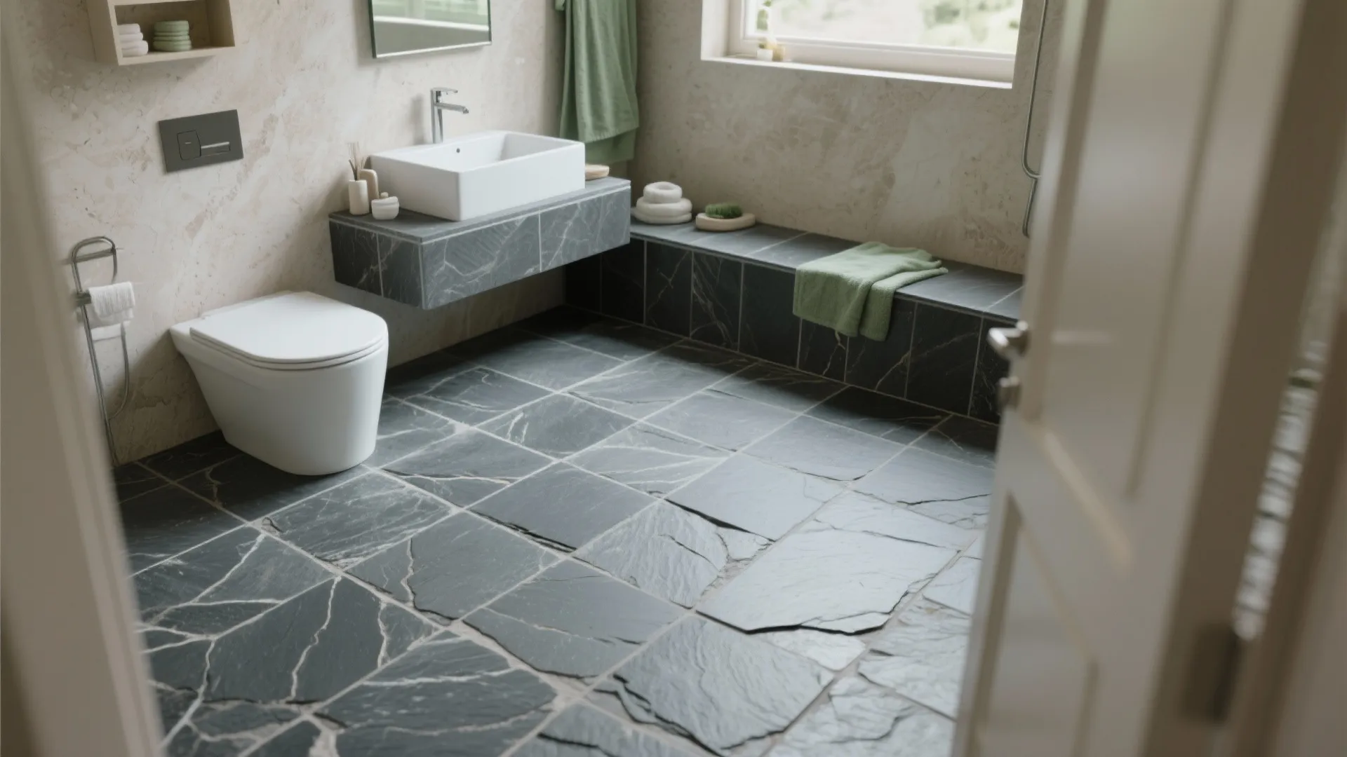 Honest stone texture, sealed smartly