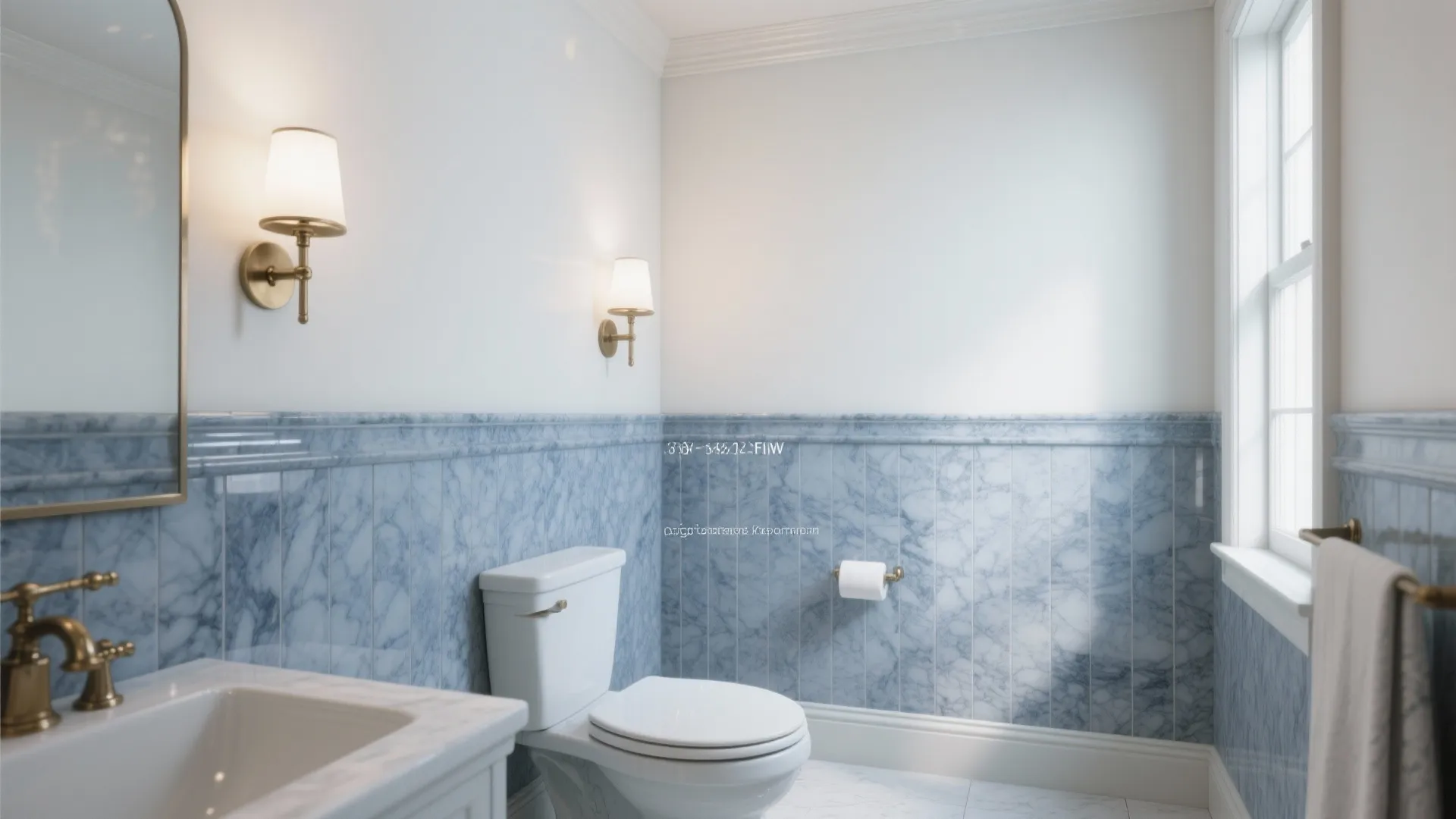 Honed Wainscot + Gloss Walls for Light Balance