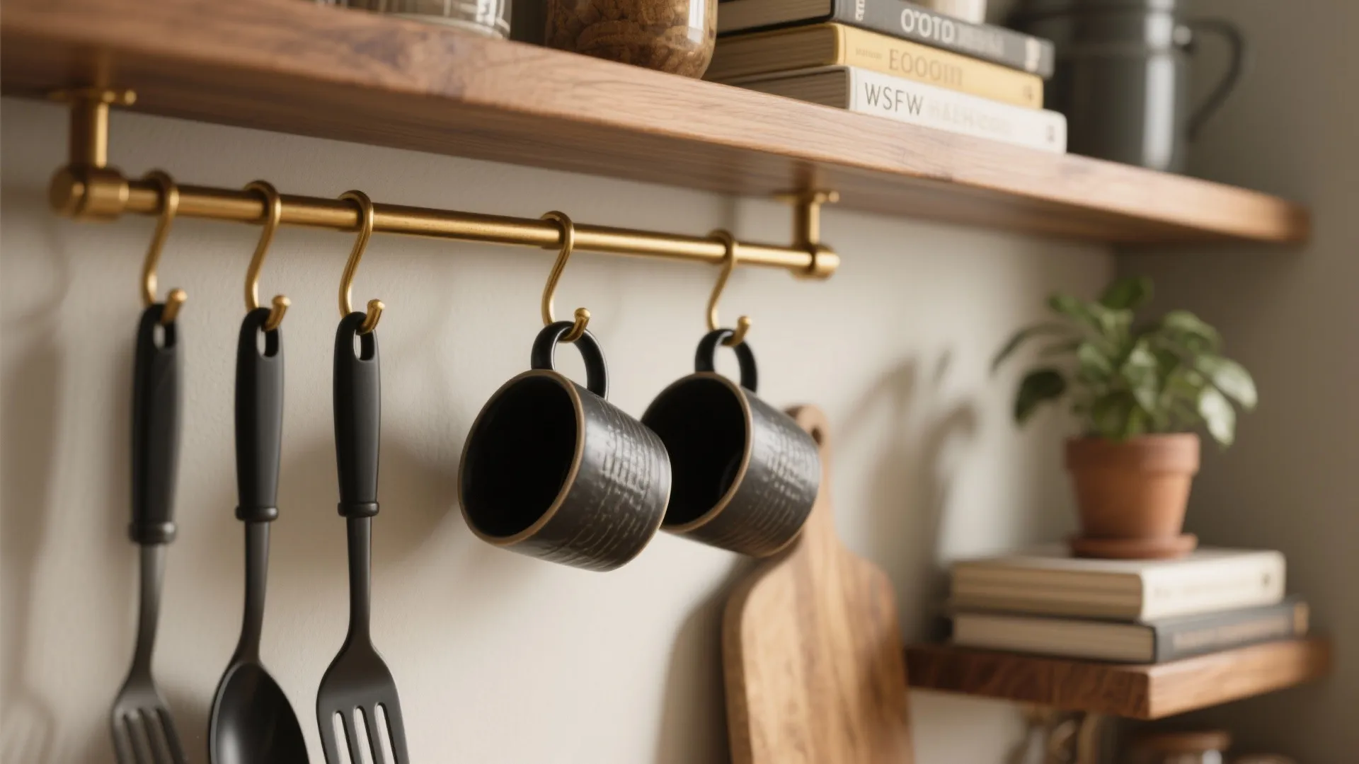 5. Stylish hooks, rails and display zones