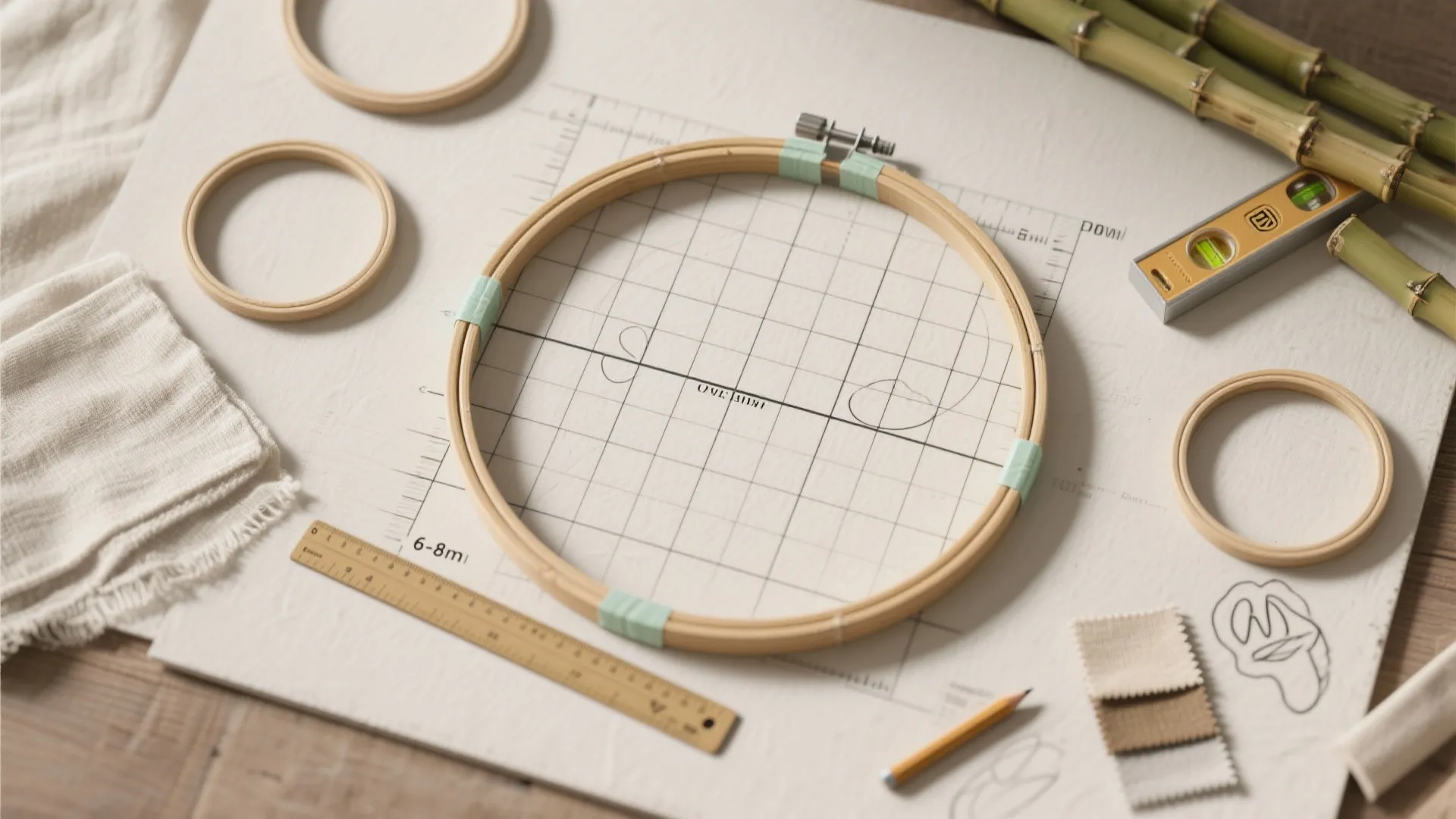 Minimal Botanical Hoop Grid