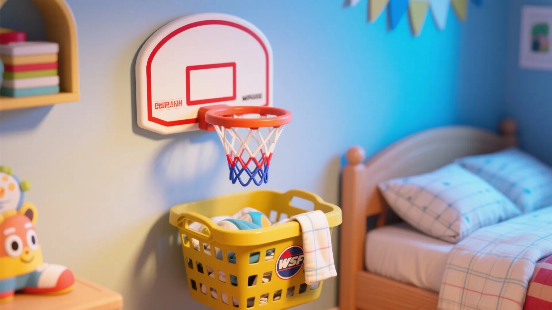 2. Basketball Hoop Over Laundry Basket