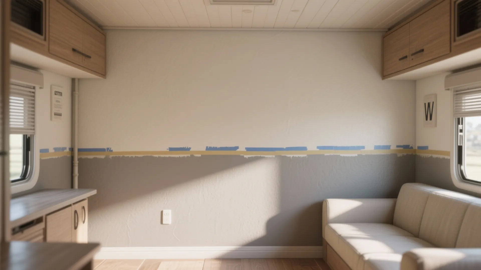2. Paint horizontal bands to raise perceived ceiling height