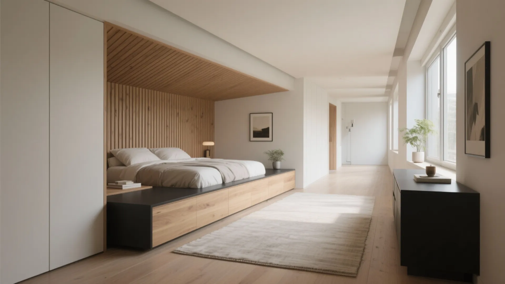 Horizontal Wall Bed for Narrow Rooms