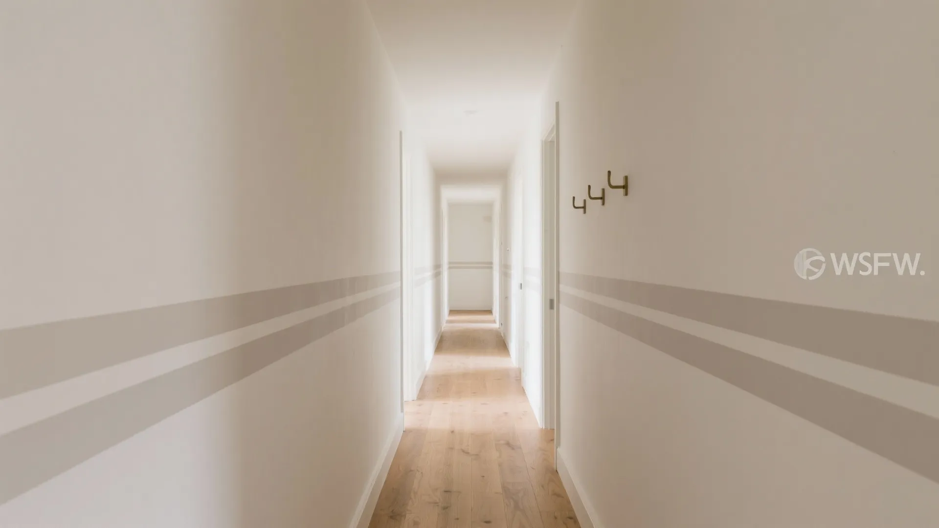 Minimalist Horizontal Stripes for Narrow Halls