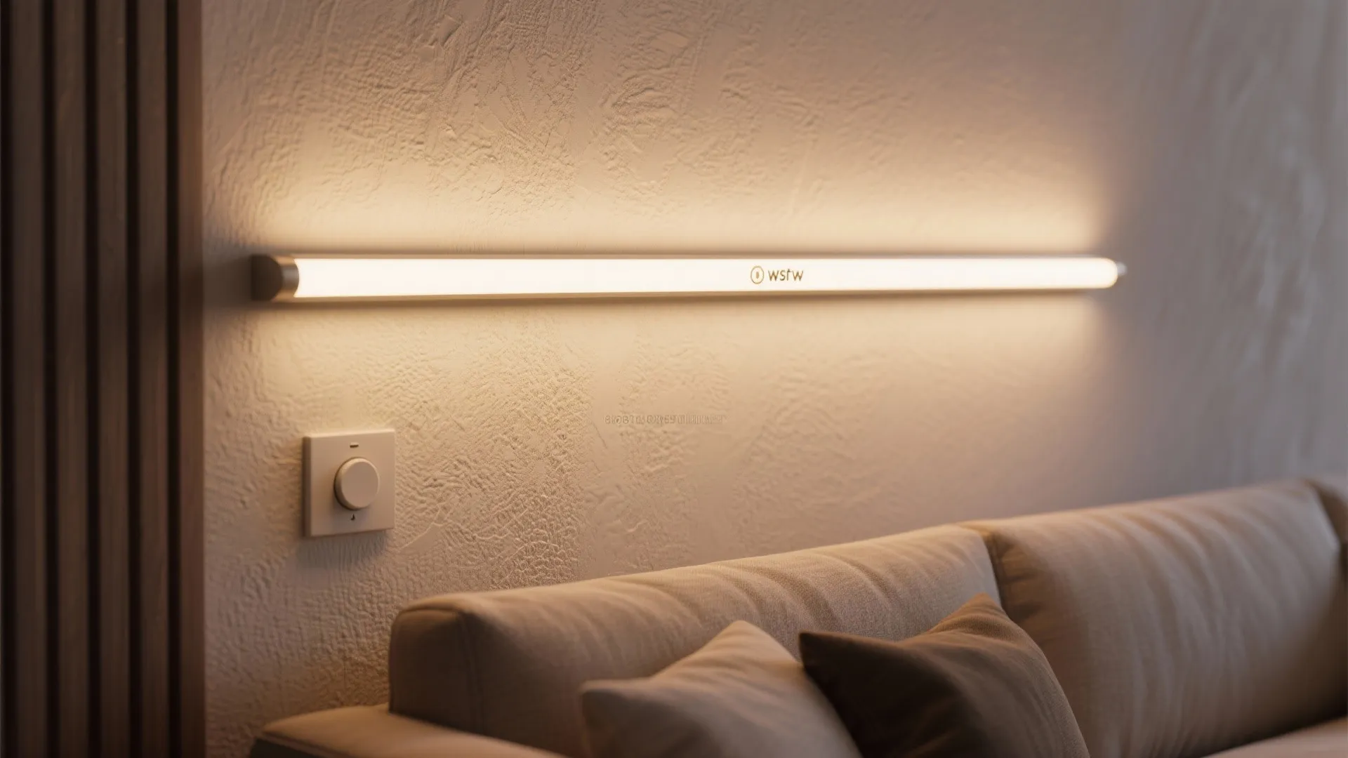 1. Horizontal accent above the sofa for layered light