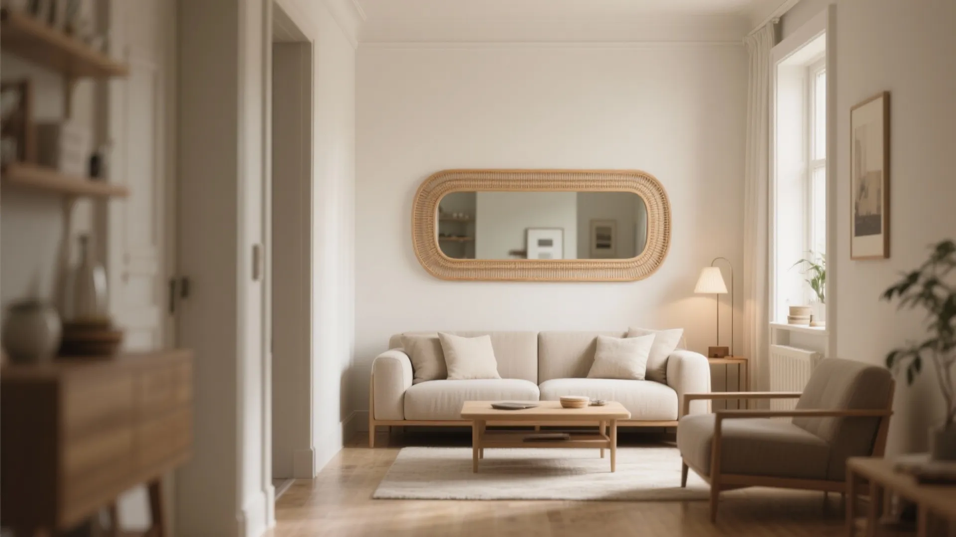 3. Above-the-Sofa Horizontal Mirror
