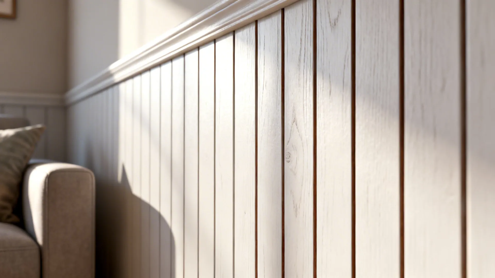 Close-up of horizontal shiplap boards with darker grooves adding depth.
