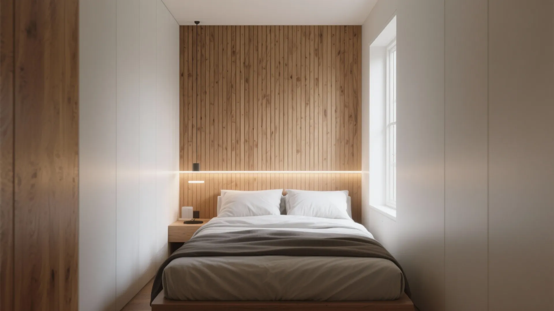 2. Horizontal slat panelling for a modern, wider feel